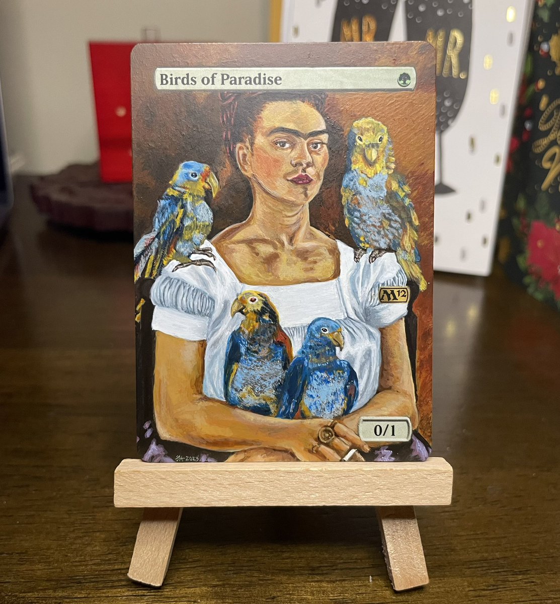 Birds of Paradise
Acrylic
2023
Frida Khalo is one of my favorite artists. I’ve wanted to put her art on a card for a while, and when this idea came to me I had to make it a reality!
#mtg #commander #edh #mtgalter