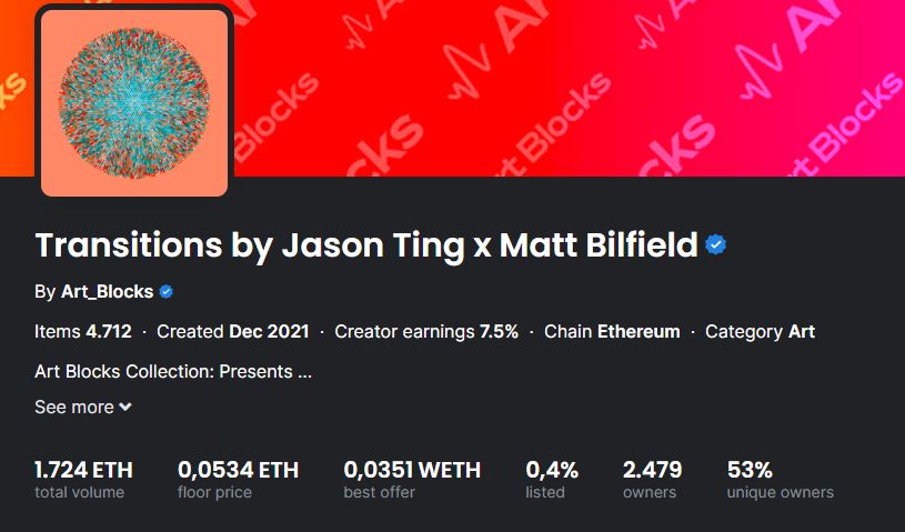 David22creator's tweet photo. Looking that !
15.05 and 20.05 at only 5 days...
0.4% (19) are listed ...maybe nothing🧐
Love that art🥰
@mattbilfield
#Art_Blocks https://t.co/YcsariBjyK