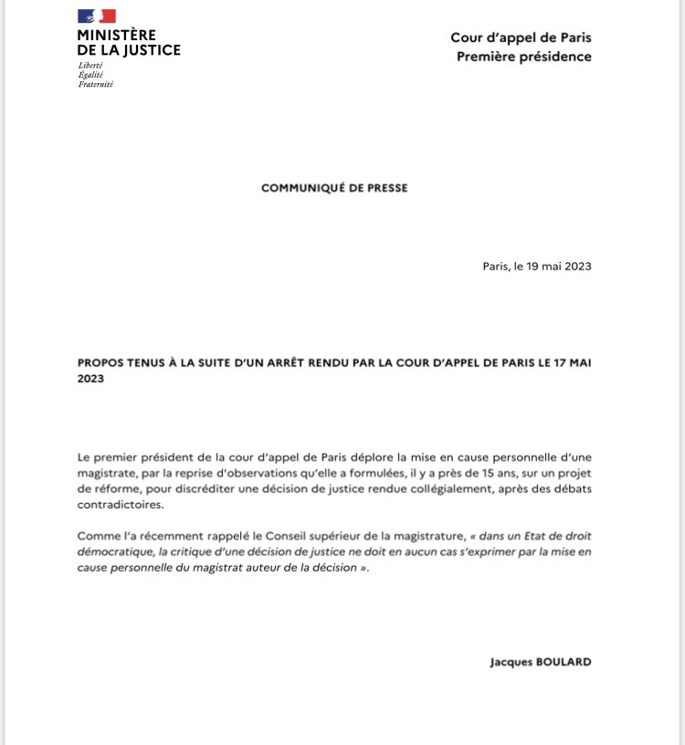 Rappel des fondamentaux : la critique d'une décision de justice ne peut pas s'exprimer par la mise en cause personnelle du magistrat ⤵️⤵️⤵️
#Bismuth