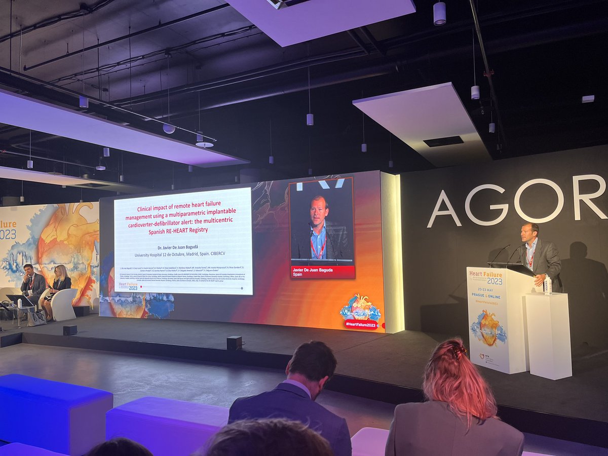 @JavierdeJuan1 @secardiologia @escardio @rsbodes @JuanFDelgado1 @CozarRocio “Clinical impact of remote HF management using a multiparametric implantable cardioverter-defibrillator alert: the multicentric Spanish RE-HEART Registry” by @JavierdeJuan1 et al #HeartFailure2023 

👉🏻Nearly 400 HF pts were followed up using #HeartLogic tool reducing HF hosp