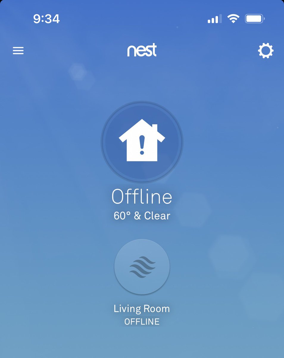 lynndbz's tweet photo. @googlenesthelp my Nest app says offline, but my Nest thermostat says online. I followed troubleshooting instructions and still getting this error. Please advise how to resolve. Thanks! https://t.co/EUVM2z8u9Z