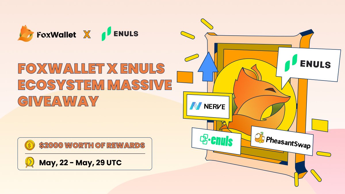 FoxWallet's tweet photo. 💥#FoxWallet X #ENULS Ecosystem Massive #Giveaway💥

🙌 Complete the tasks on Galxe and share $2000 worth of rewards brought by @FoxWallet @Nuls @nerve_network @PheasantSwap @enulsid 

✅5-22
https://t.co/pu9f5FC0eC
✅Enter #FoxWallet DC #Giveaway Channel https://t.co/QwVwGhPLlY https://t.co/O90X5lYMQk