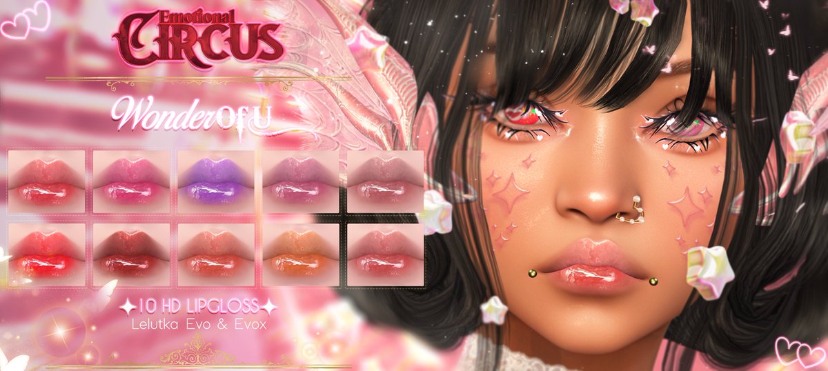 EmotionalCircus's tweet photo. Wonder Of U Lipgloss ♡ For #SoKawaiiSundays !

✧ 10 HD lipgloss for Lelutka Evo &amp; Evox!

65L only for SoKawaiiSundays

✧MAINSTORE TP: https://t.co/6TEfnAxCOx https://t.co/YyASARYshU