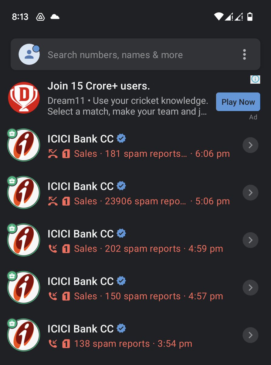 lat246's tweet photo. @ICICIBank_Care @ICICIBank Stop Spamming me pls. I've clicked the new Credit Card option by mistake in my App. N I've been bombarded with multiple calls to apply a new CC despite explaining it's a mistake. #Spamcalls #ICICI #CreditCardSpam https://t.co/o2Zpxoso8J