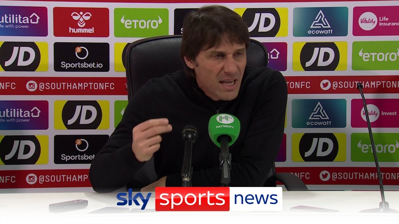 Antonio Conte did not mince his words in his final press conference as Tottenham boss. Image: Sky Sports.