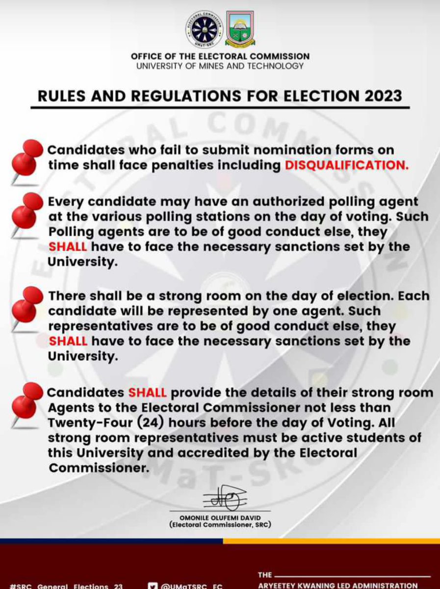dynamite_fm's tweet photo. Fellow engineers,As elections draw nearer ,take note of these rules and act accordingly ๐ค
#Elections2023
#UMaTElections
#rules
#dynamitefm https://t.co/lrgccv8Zka