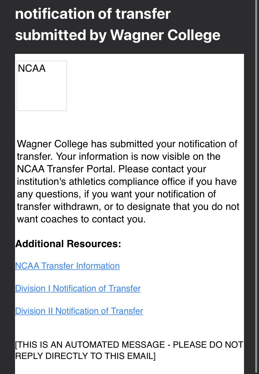 After a lot of thought and consideration, I have decided to enter the transfer portal for both football and track and field. I’d like to thank my coaches at Wagner for the opportunity. For football I have 4 years of eligibility left and for track I have 3 years and a redshirt.