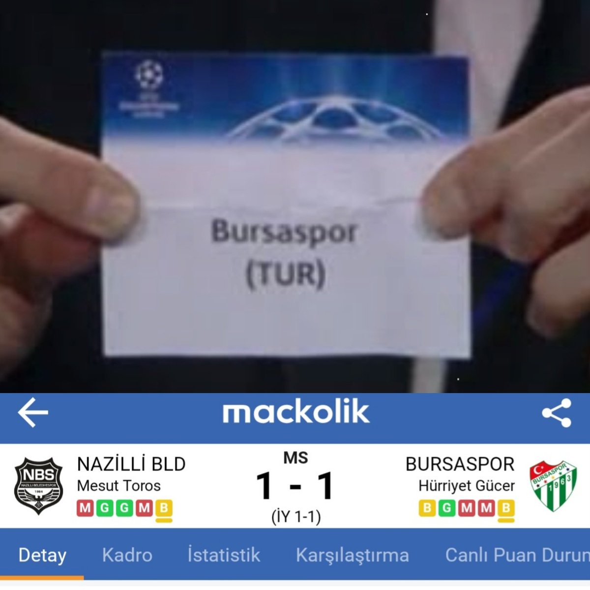 1963Erenkara's tweet photo. Şu iki fotoğraf acı gerçeği açıklıyor Şampiyonlar liginden Tff 2.lige  
Taraftar olarak  Sözde Bursaspor Yönetiminin beceriksizliğinize dayanacak sabrımız kalmadı. Biran önce istifa edin #Bursaspor @BursasporSk https://t.co/FGG5esj7CF