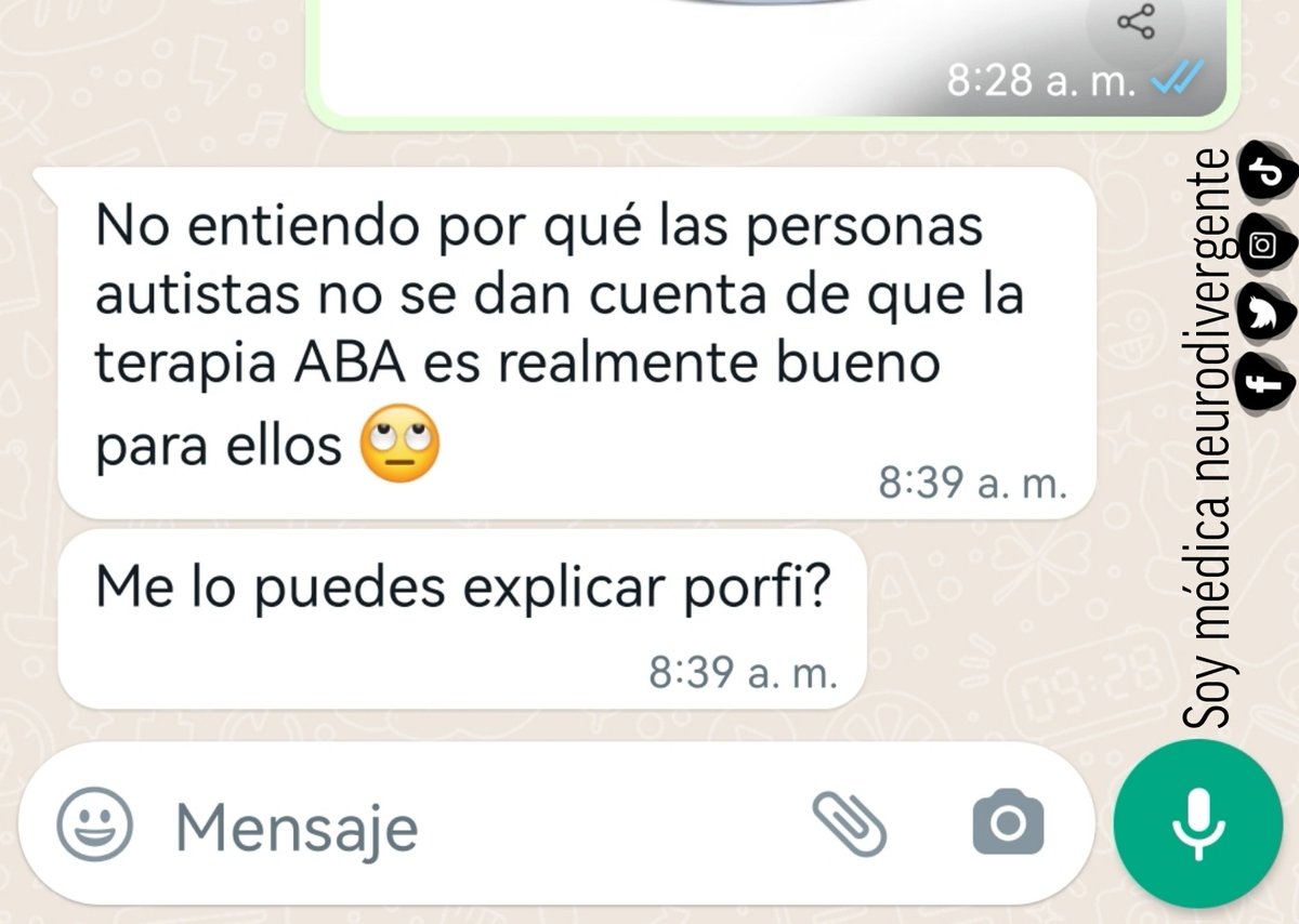 Eso es como preguntar: "¿Por qué las personas zurdas no se dan cuenta de que enseñarles a usar la mano derecha es realmente bueno para ellos?" o "¿Por qué las personas LGBTQ+ no se dan cuenta de que la terapia de conversión es realmente buena para ellos?" Abro hilo:
#SoyAutista
