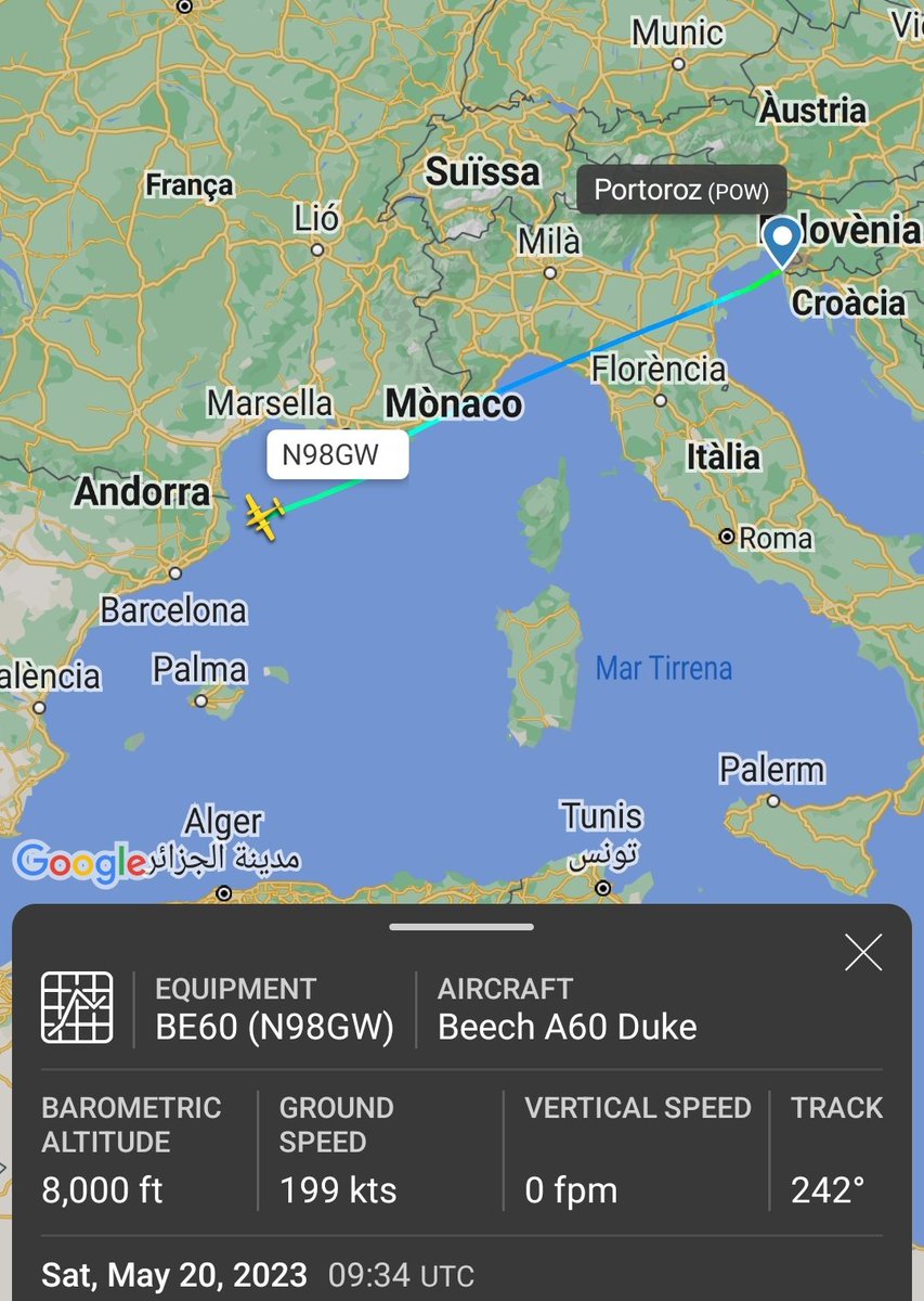 FlightradarCAT's tweet photo. Aquest matí hi ha hagut un altre accident d'aviació a part del del F-18 de Saragossa, una Beech A60 Duke amb matrícula americana s'ha sortit de la pista quan aterrava a Empuriabrava procedent d'Eslovènia. Per sort no hi ha hagut ferits  #transitaeri #transitaericatalunya https://t.co/bq8abtGhdA