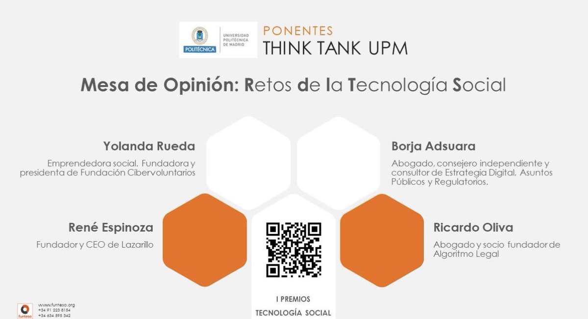 algoritmolegal's tweet image. Este lunes 22 nuestro socio director @RicarditoOliva participará como ponente en la mesa “Retos de la Tecnología Social” junto a otros expertos en el evento I Premios de la Tecnología Social organizado por @funteso #IA #tecnologiasocial