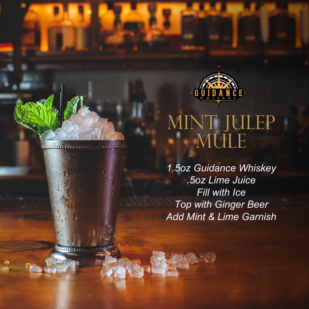 Order Guidance Whiskey and try it in a MINT JULEP MULE. Link in bio. Ingredients: 1.5oz Guidance Whiskey .5oz Lime Juice Fill with Ice Top with Ginger Beer Add Mint & Lime Garnish