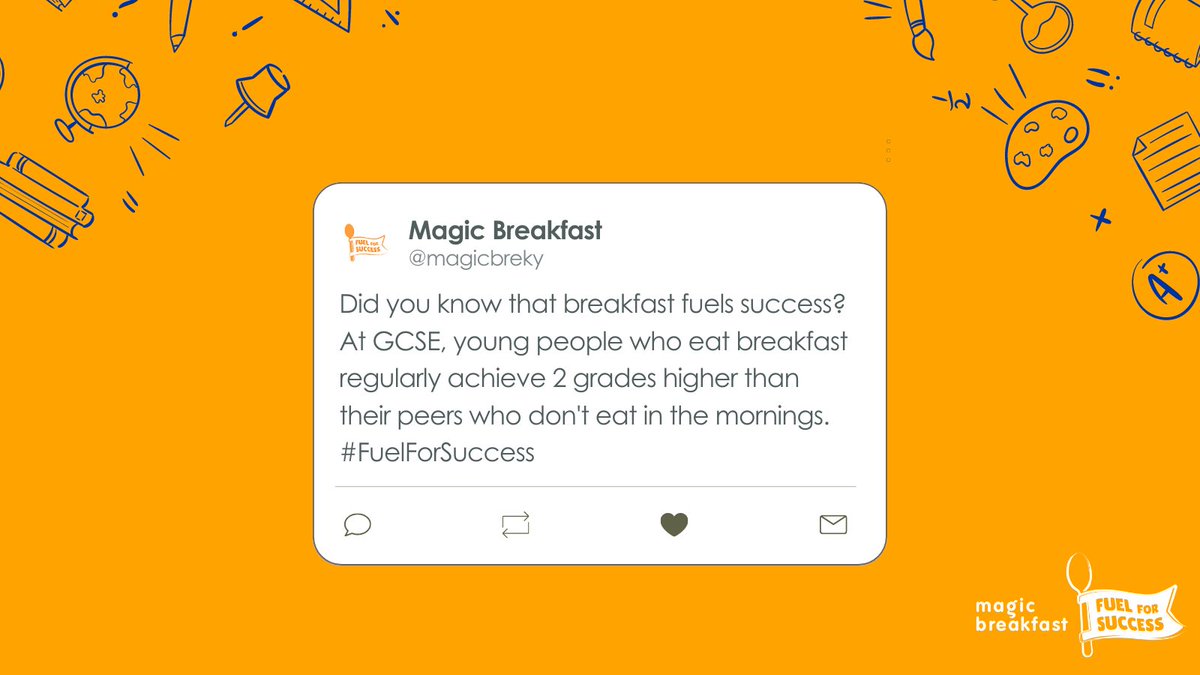 Yes, you read that correctly!

Young people who eat breakfast regularly achieve 2 grades higher than their peers who don’t... meaning breakfast really does power classroom activity!

You could help fuel this success! 👉