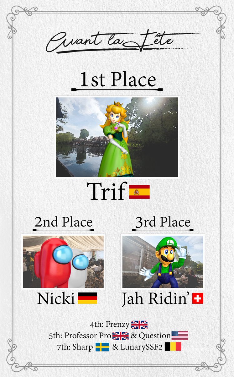DJ_PJ757's tweet photo. Avant La Fête wrap-up and shout-outs thread.

Firstly a big congratulations to @TrifSmash for winning the main event and proving that Peach can take it all, even in some SUSpect situations. 🏆💃 https://t.co/qzsFkSfB9j