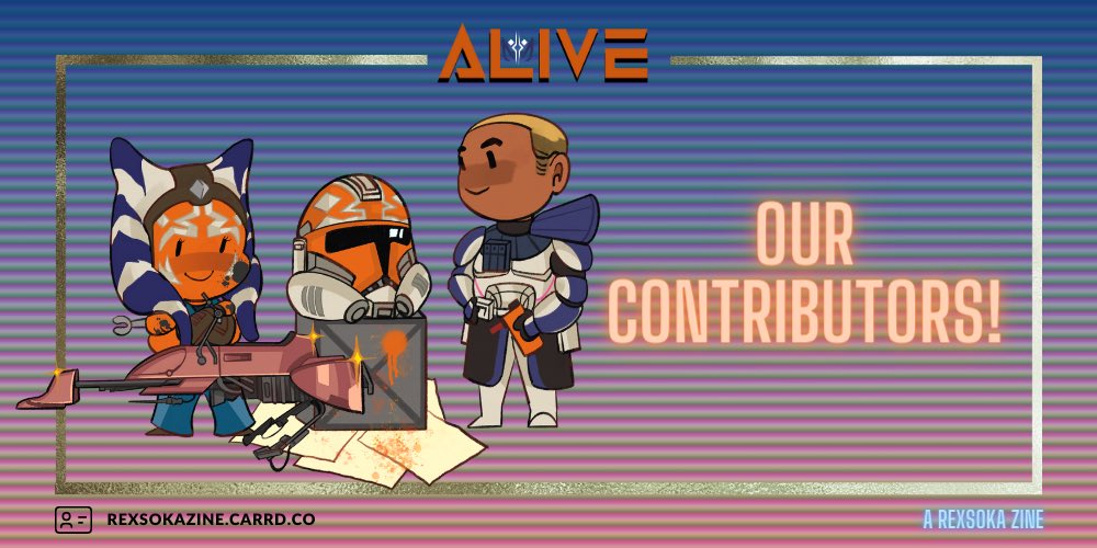 alive_arz's tweet photo. Introducing our amazing artists!! We’re so very excited to work with these creators and can’t wait to see what they make!!

#rexsoka #StarWars #TheCloneWars #StarWarsRebels #zine https://t.co/Gnn9As3c2l