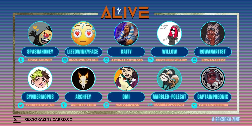 alive_arz's tweet photo. Introducing our amazing artists!! We’re so very excited to work with these creators and can’t wait to see what they make!!

#rexsoka #StarWars #TheCloneWars #StarWarsRebels #zine https://t.co/Gnn9As3c2l