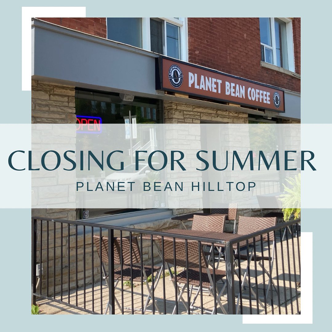 Today is the last day to grab a drink at Hilltop until the end of summer ☕️ 
Open until 4pm today, come say hello! 

#planetbean #hilltop #coffee #organic #fairtrade #guelph #summerhours