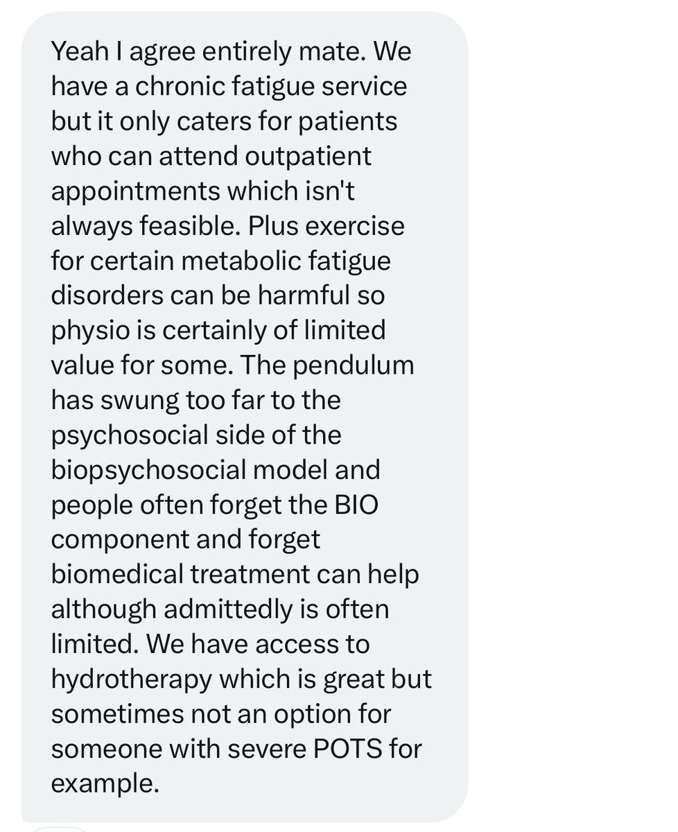 A little glimmer of positivity for ME (& LC, POTS) sufferers in England. My friend is a physiotherapist currently working in an NHS pain management clinic and understands the landscape that we find ourselves in. Awareness can mitigate harm.

#ME #neisvoid