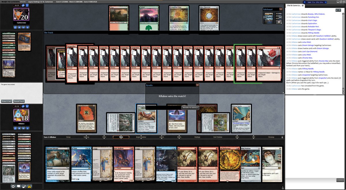 Stahlkarnickel1's tweet photo. So I made a new thing yesterday and took it right to challenge today. I need about 1000 more reps and it showed, but went 4-2 overall. The core idea is to abuse the ability(instant) of Runehorn and chain it with Dream Salvage. #MirrodinBesieged #Wheel #InterventionPact!
MUs below https://t.co/tMwIbta9Ei
