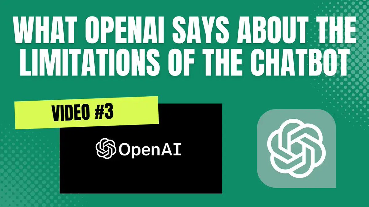 OpenAI's Insights on Chatbot Limitations - How to Utilize ChatGPT Effectively youtu.be/6hoSkdQxV7k via @YouTube #ChatbotLimitations #AIChatbots #OpenAIInsights #ChatGPT