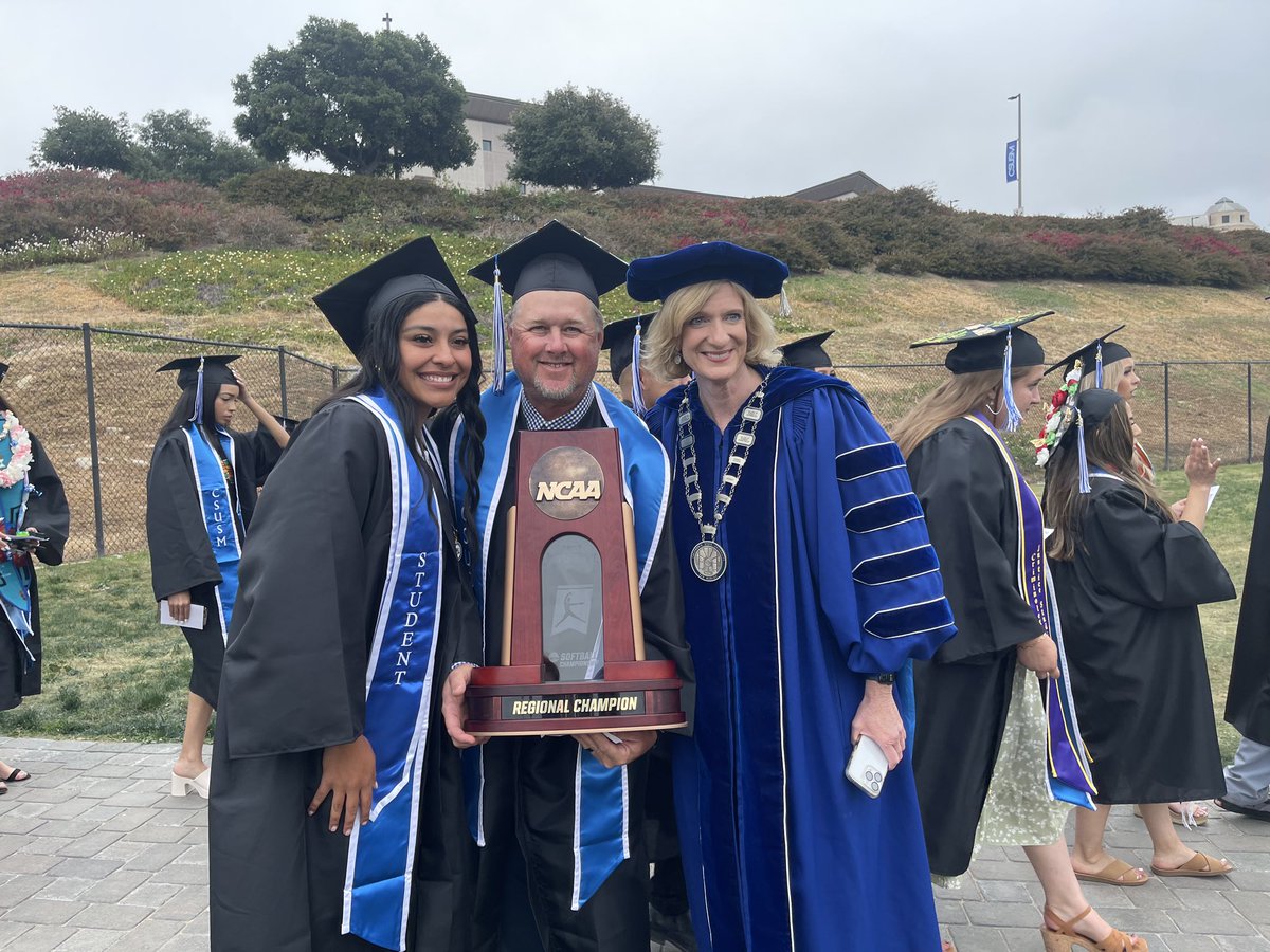 At yesterday’s <a href="/csusm_chabss/">CHABSS</a> ceremony 2 our <a href="/CSUSMsoftball/">CSUSM Softball</a>’s NCAA West Regional Championship trophy had its  moment on the stage with AJ Robinson and Bianca Gutierrez! Now they are off to the D-II World Series! Way to go! 🎾