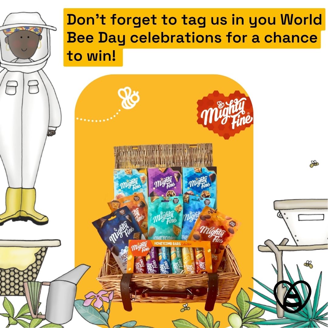 Don't forget to tag us in your World Bee Day celebrations for a chance to win this @mightyfineuk prize! Tag us in your posts about your celebrations and follow our account for a chance to win. #WorldBeeDay #WorldBeeDay2023