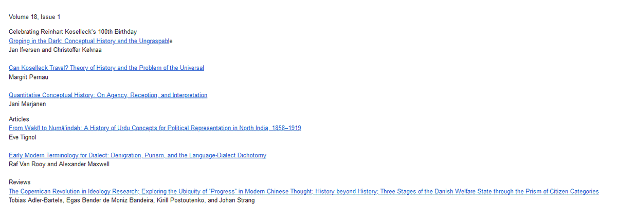 Contributions to the History of Concepts'in @ConHistCon  'Celebrating Reinhart Koselleck’s 100th Birthday' özel sayısı yayımlandı. 

berghahnjournals.com/view/journals/…

#kavramlartarihi #kavramtarihi #ReinhartKoselleck  #HistoryofConcepts #ConceptualHistory