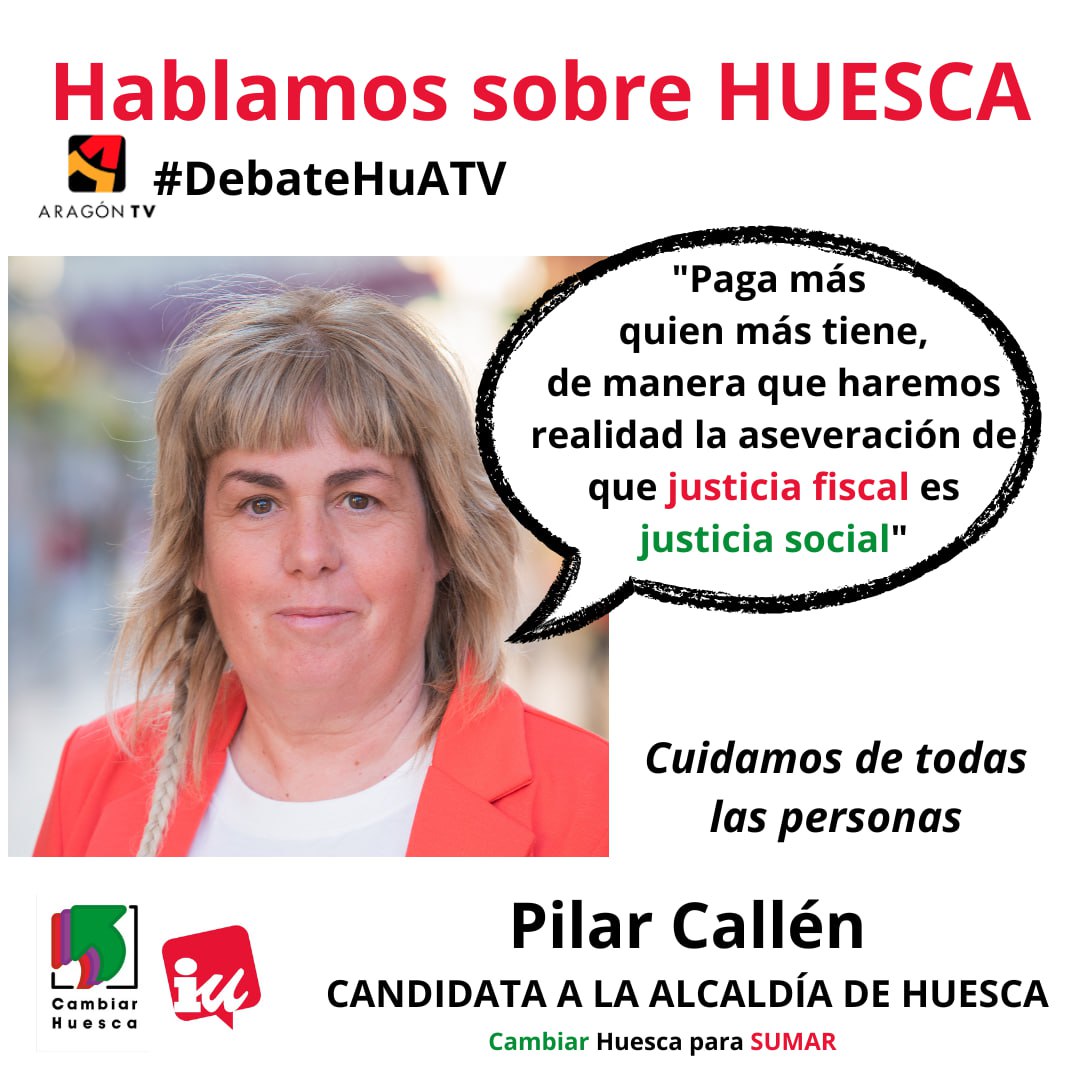 cambiarhuesca's tweet photo. Hablamos también sobre Fiscalidad en el debate de
@aragontv y @aragonradio de la mano de @PilarCallen
#eleccionesAragón #28M #DebateHuATV #VotaCambiarHuesca https://t.co/Qu08MgKgCM