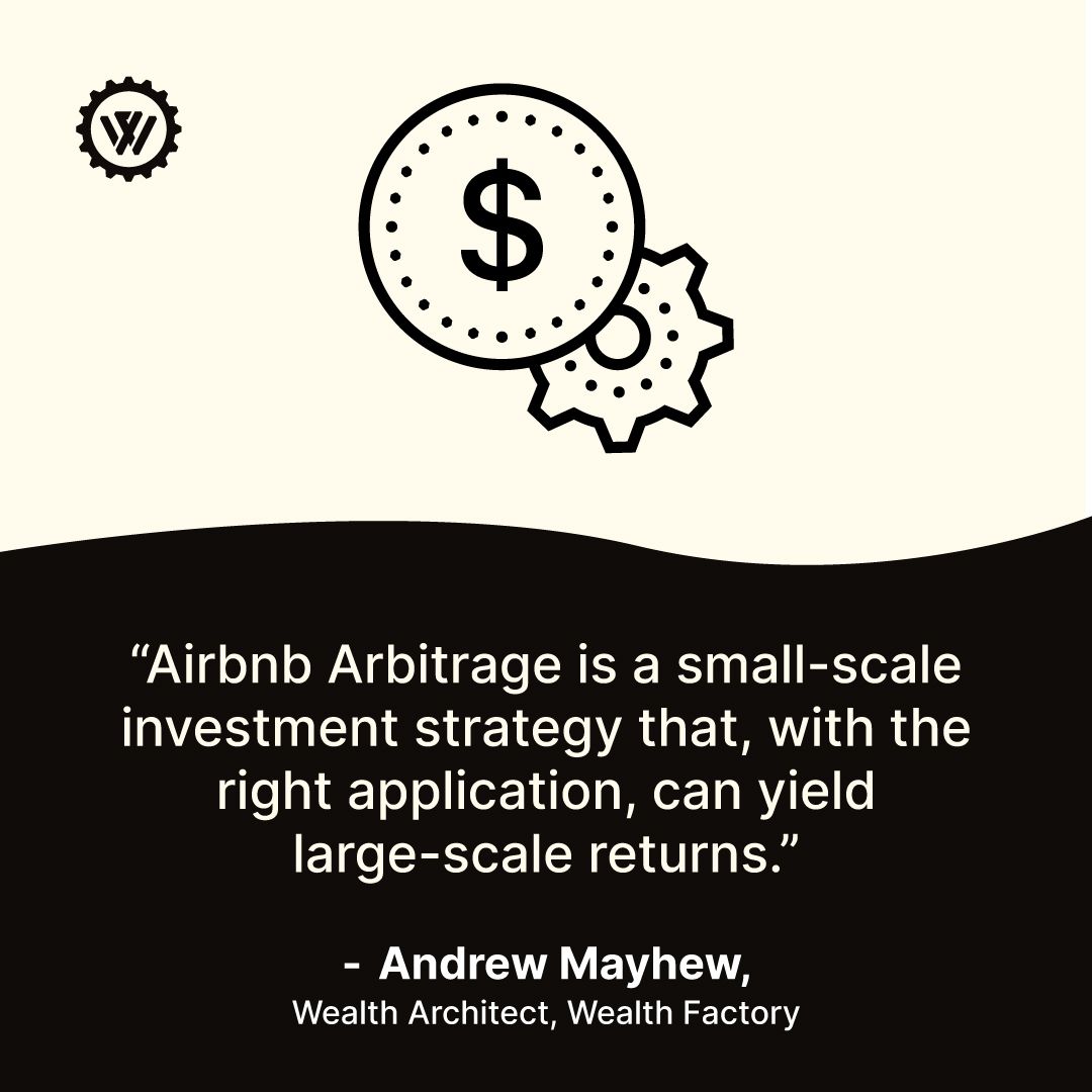 “#AirbnbArbitrage is a small-scale #investmentstrategy that, with the right application, can yield large-scale returns.” -Andrew Mayhew, Wealth Architect

Here are the pros and cons of Airbnb Arbitrage. Watch now to find out if it’s right for you! youtu.be/P27-ConMD_M