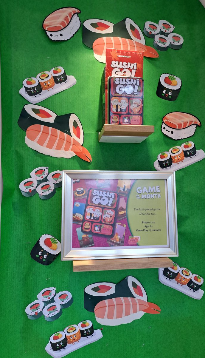Waterstones829's tweet photo. Come and enjoy all things Sushi with our Great Game of the Month! #gosushi #funtimes #sunnystneots #yumyum #nowwantsushi https://t.co/KqSsygycwM