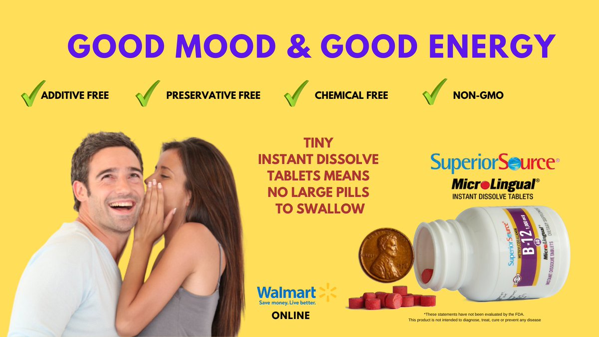 B12 #vitamins play an important role in the body's #energy production. Since B12 can't be stored by the body, it gets washed out each day.  Our Vitamin B-12 dissolves quickly and is #nonGMO, chemical and #preservativefree. #supplements #instantdissolve ow.ly/bFLX30svlJZ