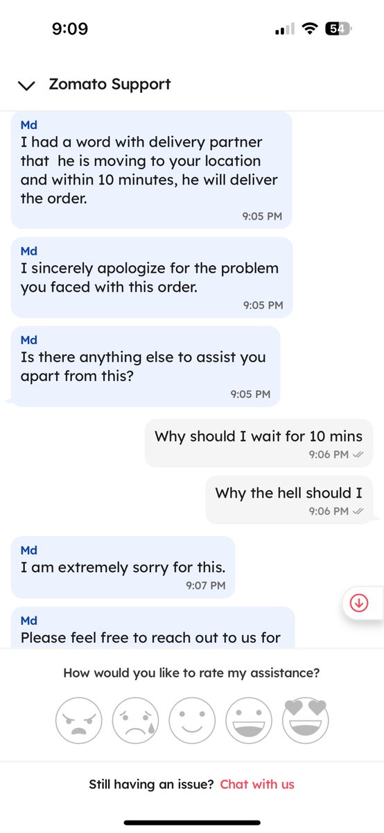 danishmustafa's tweet photo. @zomatocare You team just shuts conversation off our face. Is this what you really  call figuring out?

@SwiggyCares maybe you guys can train them? https://t.co/JyZ7CDw4oj
