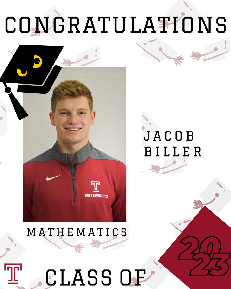 Temple_MGym's tweet photo. Let's give it up for our graduating members for the class of 2023; Jacob Biller, Jared Holmes, and Joshua Moore! 

We are so proud of all of your accomplishments and wish you all the best in the future.
 🦉 ❤️ #TheBoysOfTU https://t.co/PeUaEm6IPq