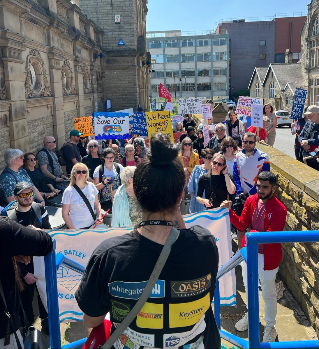SaveBatleyBaths's tweet photo. What a day. What a campaign. What a community. Fantastic protest. We will be heard. 

We will save Batley Baths. https://t.co/Gm1FgbMK3W