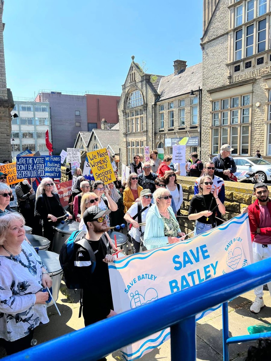 SaveBatleyBaths's tweet photo. What a day. What a campaign. What a community. Fantastic protest. We will be heard. 

We will save Batley Baths. https://t.co/Gm1FgbMK3W