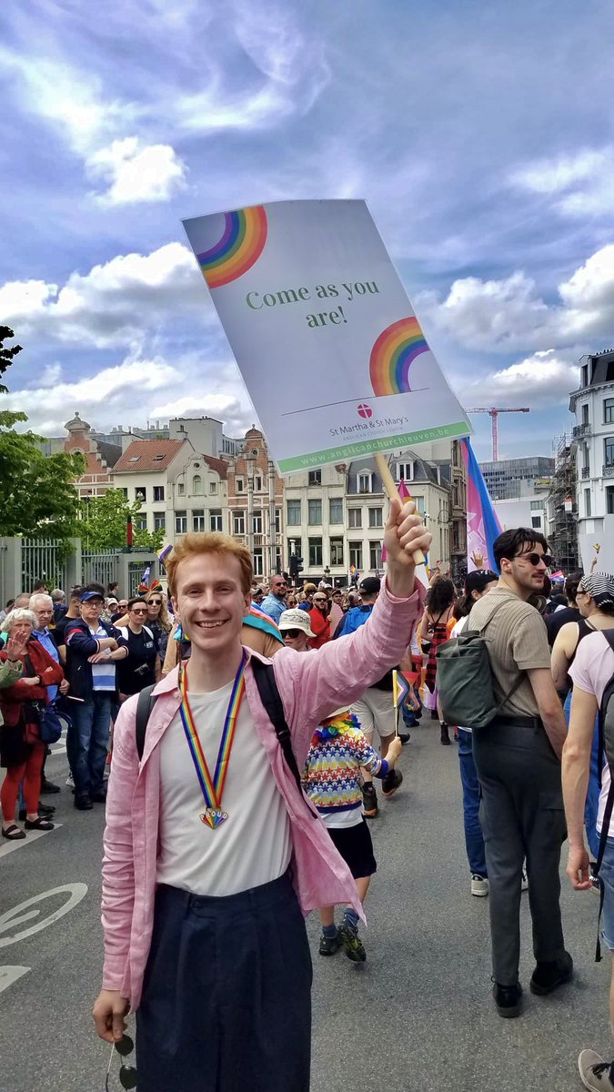 Proud to walk at #BrusselsPride as an out, gay, Christian with @AnglicanLeuven 🏳️‍🌈 ✝️ 🏳️‍⚧️ #FaithfullyLGBTQ