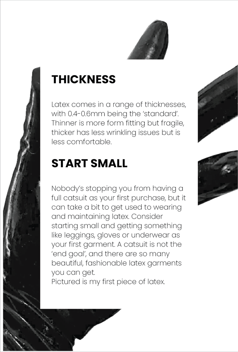 bassenji0's tweet photo. Want to get into latex but don't know where to start? I made this guide for you! This is everything important I learned about getting, wearing, and maintaining latex. Alt text is available for each image.
🧵1/4 https://t.co/Mc5sa3cSC9