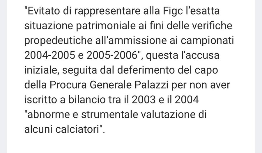 Stralcio di un deferimento relativo a #plusvalenze per <a href="/Inter/">Inter ⭐⭐</a> , anno 2008. Accusa di falso in bilancio relativa a iscrizione pure al campionato 2005/2006 (il cartone per intenderci 😅). Esito: ammenda di 90.000 Euro. E' tutto vostro onore.