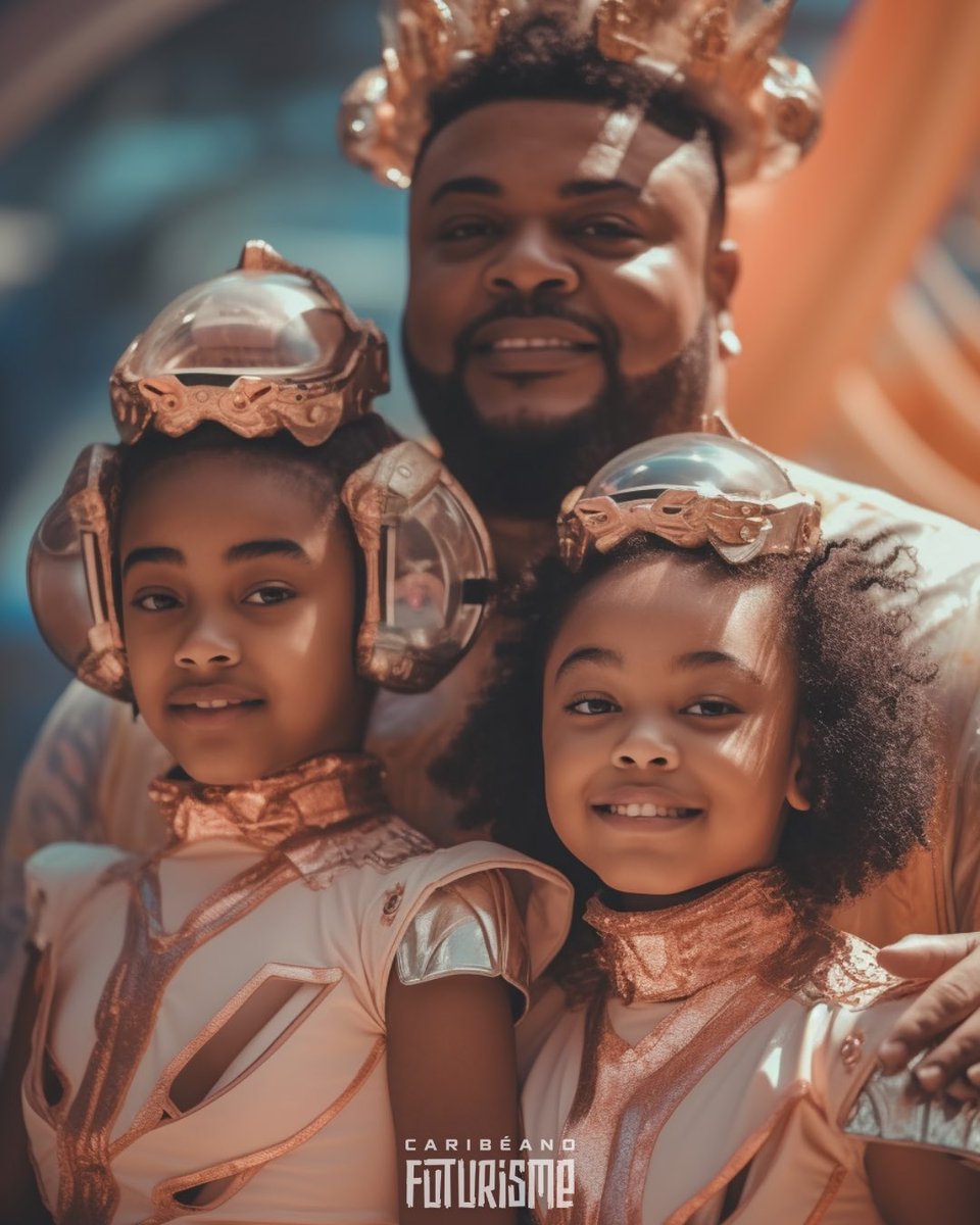 ManuVision's tweet photo. Embracing Caribbeanofuturism, this radiant single dad and his two daughters redefine the narrative of the nuclear family.
#ReefSeekers #Koralis #Caribéanofuturisme #Caribbeanofuturism #BodyDiversity https://t.co/VBIbzPGC0v