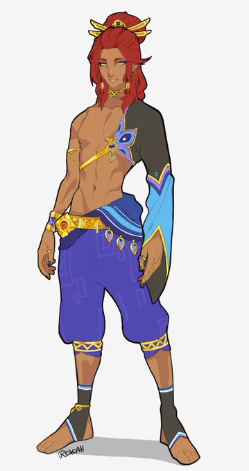 the first OC I ever made was supposed to be Ganondorfs son and prince of he Gerudo, so I re-drew him to fit the BotW/TotK era.
