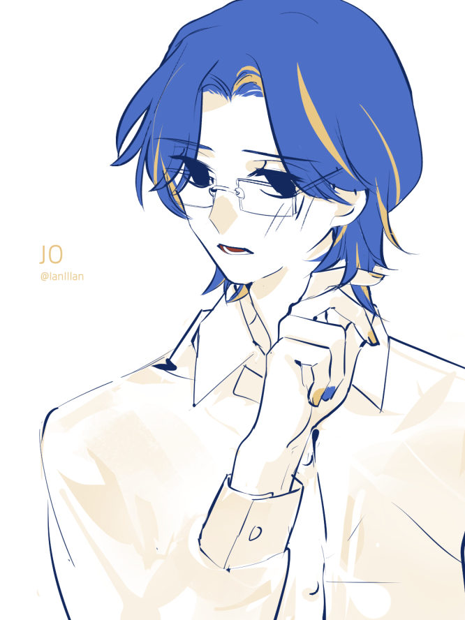 lanlllan's tweet photo. joumato/ヤマ丈 
自己很喜欢换色挑染，于是又重画了一版💛💙 https://t.co/3LlQ8EVNld