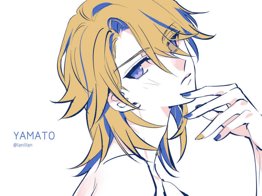 lanlllan's tweet photo. joumato/ヤマ丈 
自己很喜欢换色挑染，于是又重画了一版💛💙 https://t.co/3LlQ8EVNld