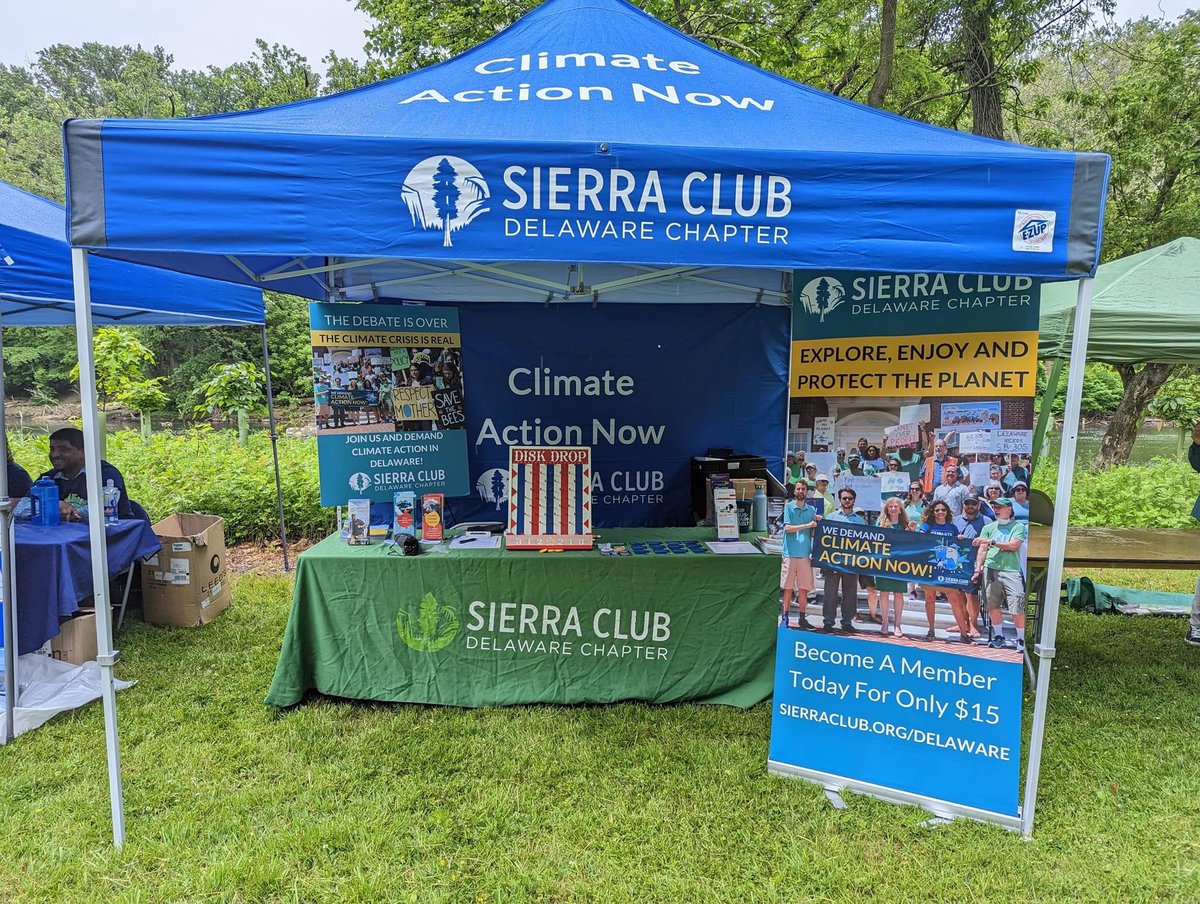 desierraclub's tweet photo. It may be raining, but we are still out here and ready at Brandywine #ShadFest with @the_BRRT. Can you tell we want climate action now? Come learn how you can help us pass the #ClimateChange Solutions Act of 2023 (House Bill 99)! https://t.co/TgPXm5XhDl