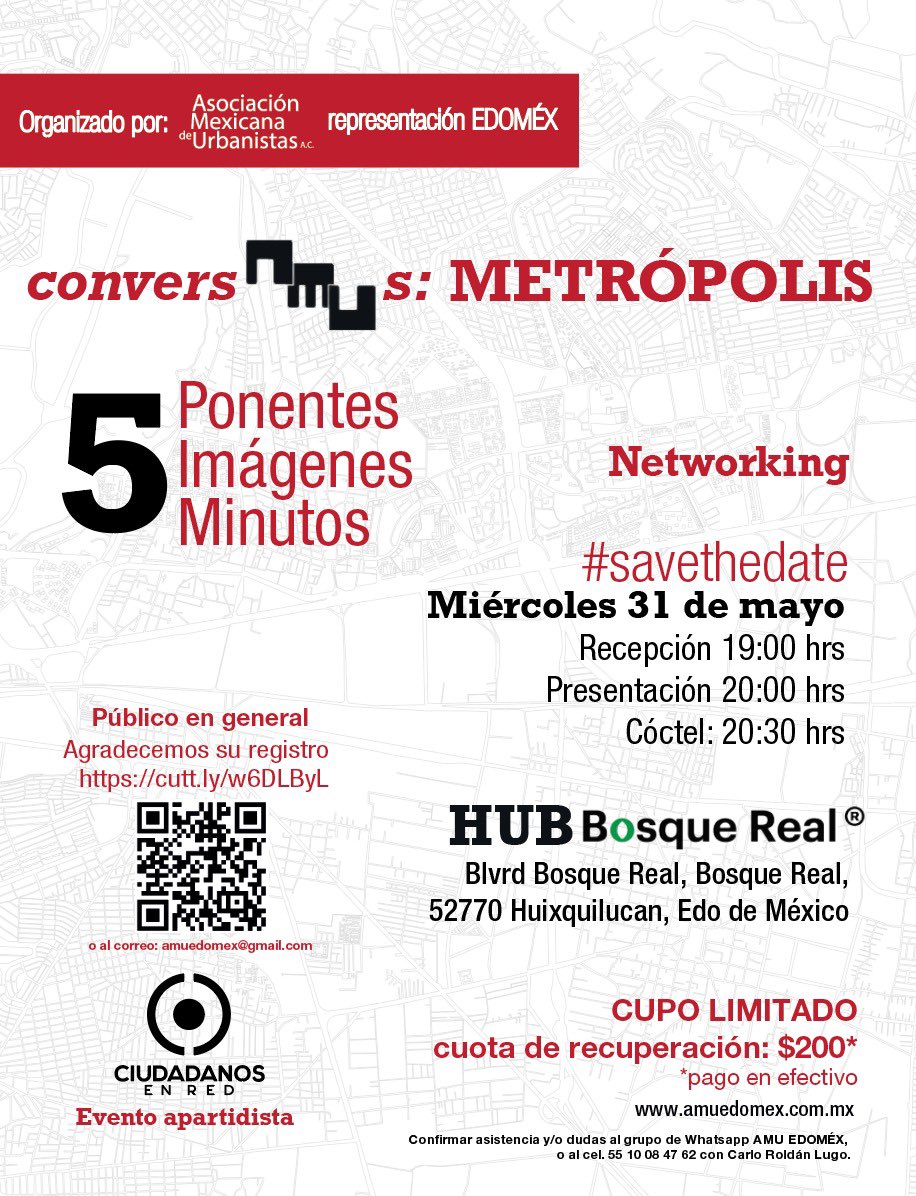 nc_izabal's tweet photo. El próximo conversatorio de la @amumexico de #edomex y #cdmx será sobre #METRÓPOLIS, acompáñanos a platicar con técnicos, ciudadanos, autoridades, estudiantes! Registro en: https://t.co/CGyM2E9q4c
🤝🗣️🍕🍺 #networkingevent #mexicocity #hazciudad #urbanistas https://t.co/LYuKUQVeJb