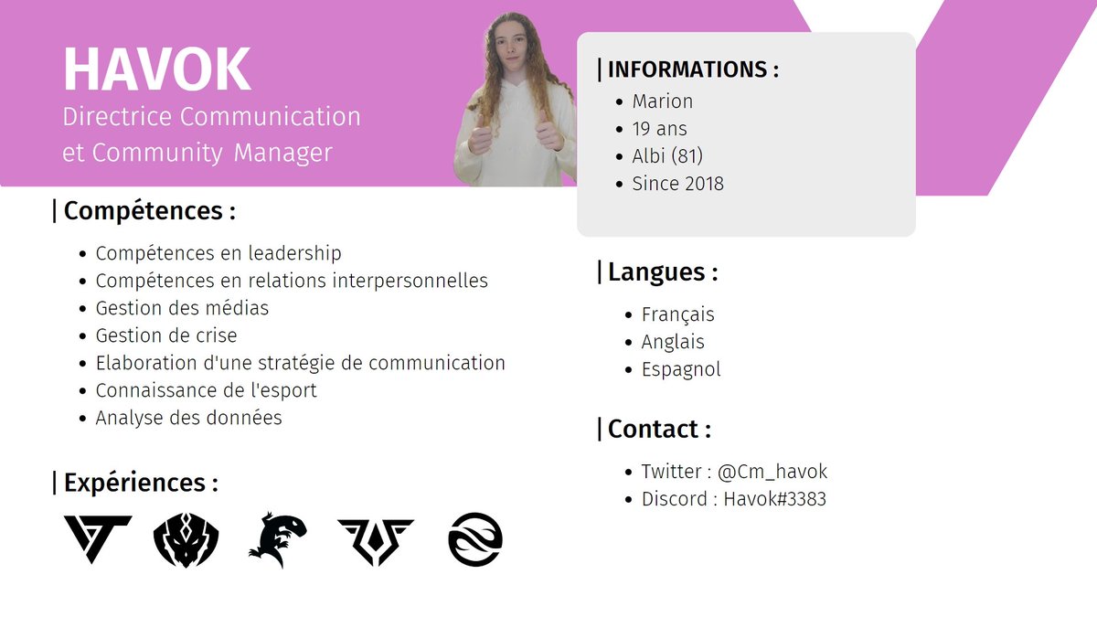 Suite à mon leave de chez  <a href="/EsportWavy/">Wavy</a>,

Je recherche une équipe à intégrer en tant que Directrice Communication ou Community Manager

CV et lettre de motivation en ma possession

DM / Open ! 📩

N'hésitez pas à RT x FAV, ça sera grandement apprécié ! ❤️