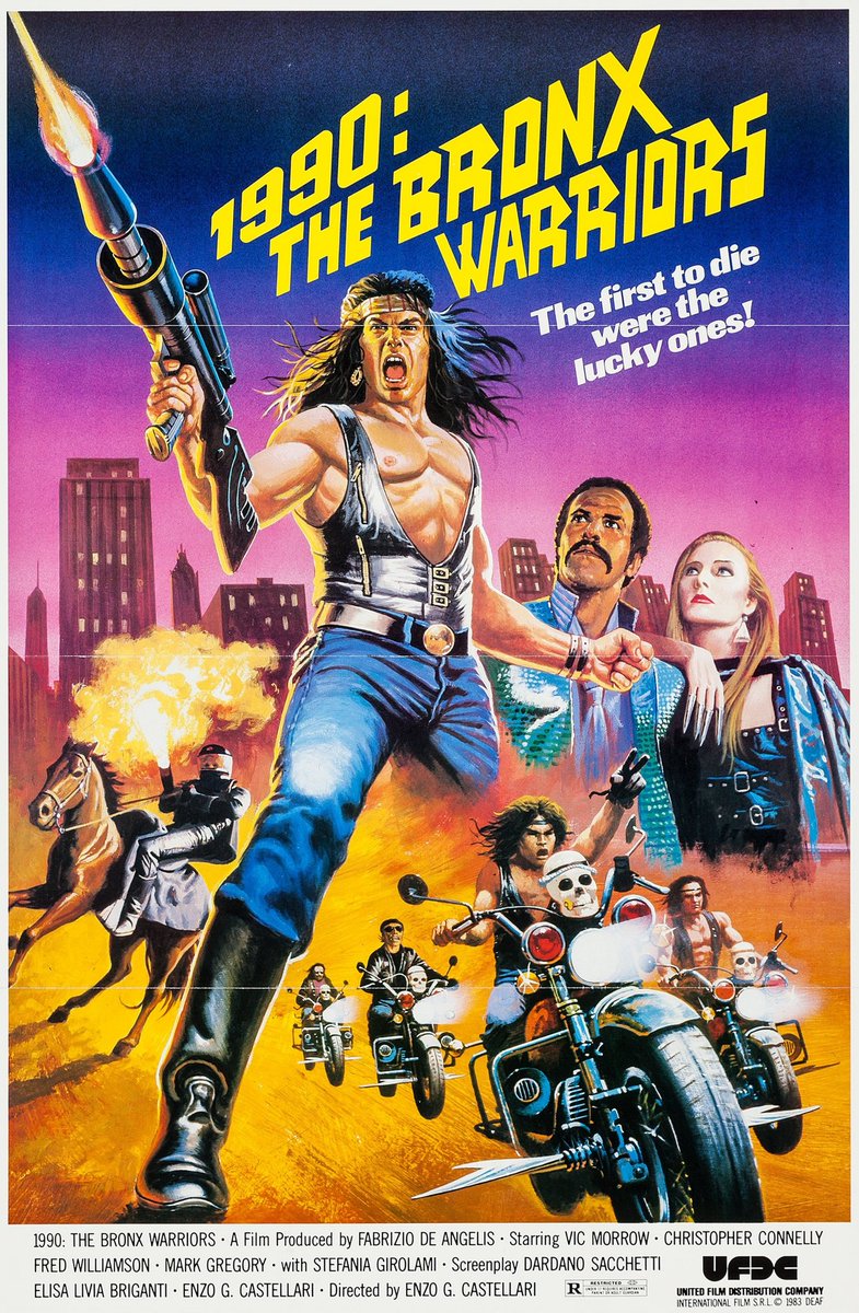USA movie poster for #EnzoGCastellari's #1990TheBronxWarriors (1982) #MarkGregory #VicMorrow #FredWilliamson
