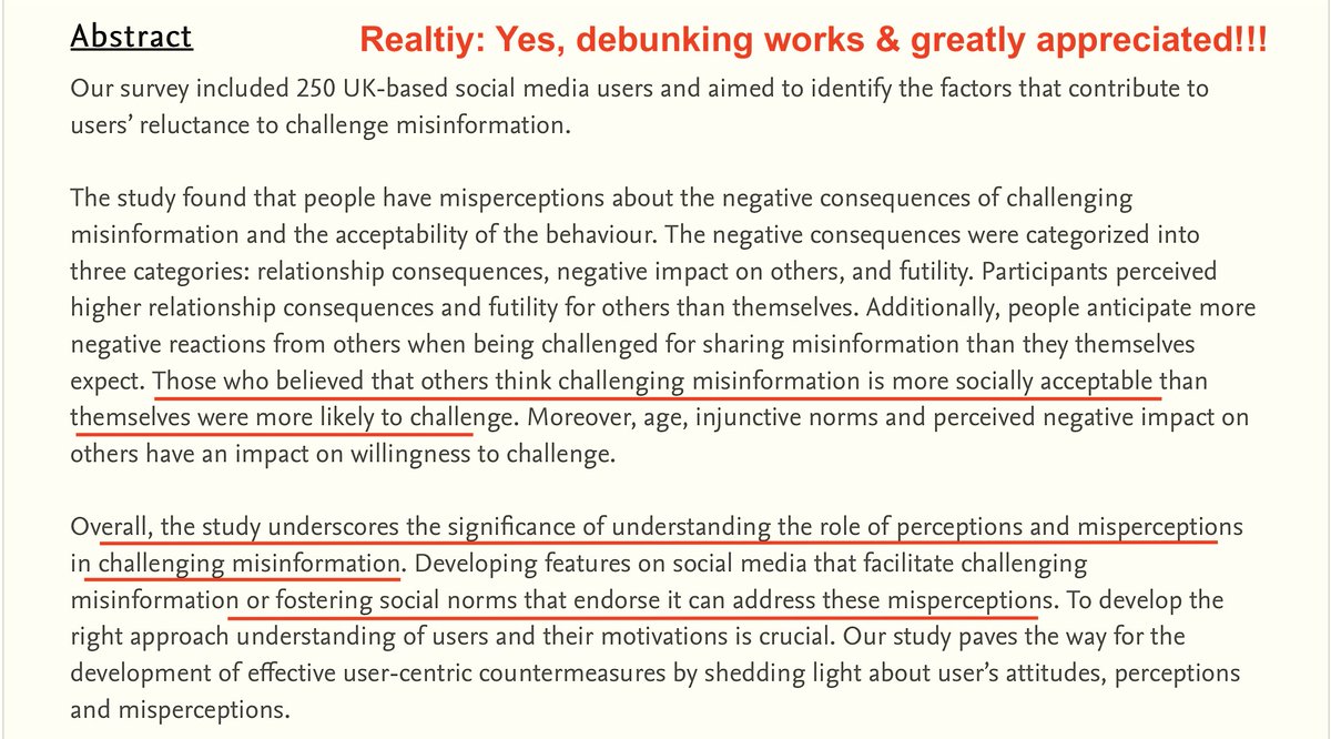 "...people both overestimate the damage a correction will cause to their relationships and believe that correcting others is more futile than it is." 

Interesting [preprint] study finds misperceptions about the value &amp; harms of debunking papers.ssrn.com/sol3/papers.cf…

#ScienceUpFirst