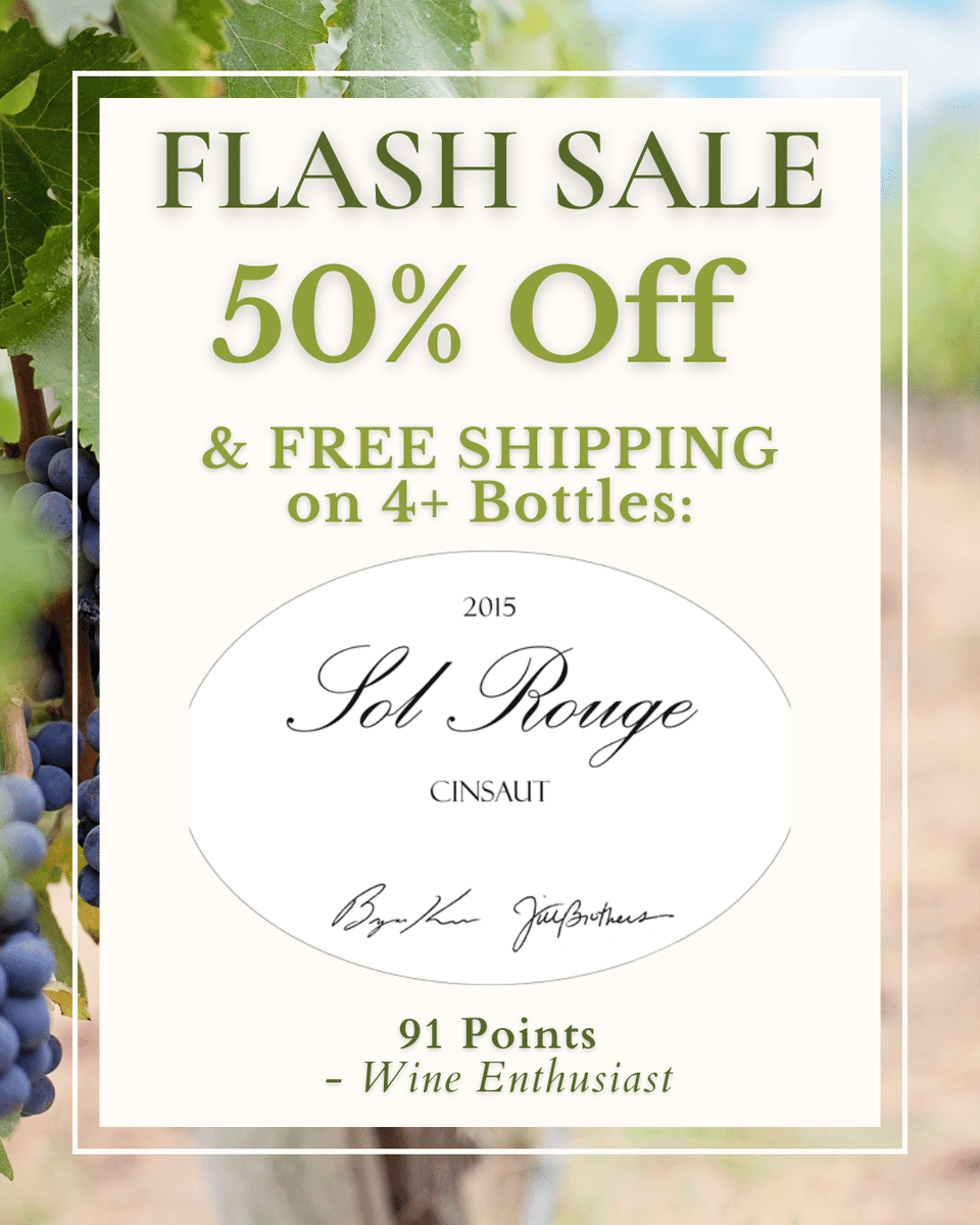 SolRouge's tweet photo. FLASH SALE - 50% Off &amp; Free Shipping on 4 bottles of 2015 Cinsaut!

Get 50% Off &amp; Free Ground Shipping when you purchase 4 bottles of our 2015 Cinsaut (91Points - Wine Enthusiast)

Originally $188; now on sale for $94. Order now while supplies last!

https://t.co/tCFWszT5Hu https://t.co/RlhHLxKZIE