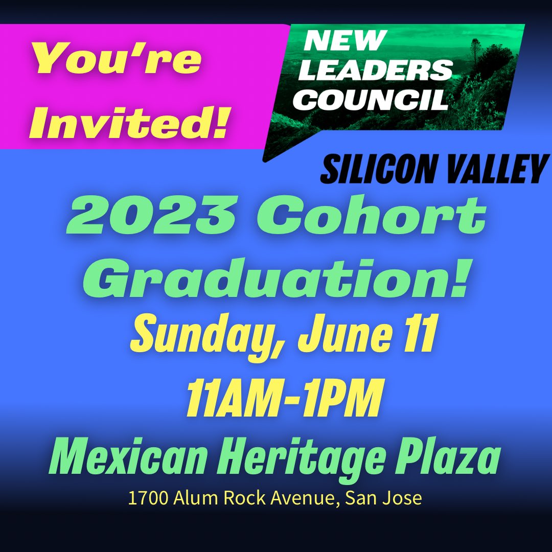NLC_SV's tweet photo. Our 2023 cohort’s graduation is just around the corner! Join us to celebrate these progressive changemakers as they wrap up this part of their NLC journey.

RSVP here: https://t.co/tbS9ImiMoP https://t.co/q6vuCIbey1