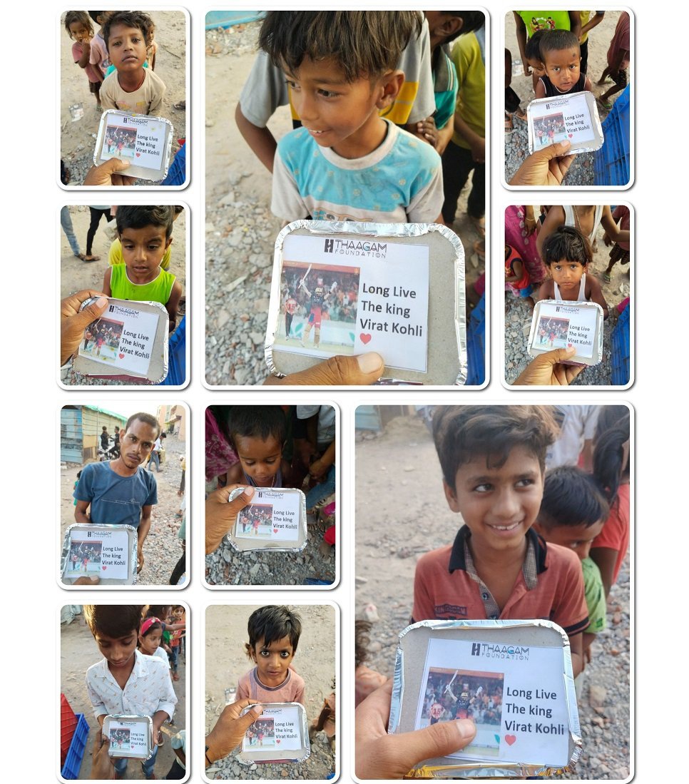 Virat Kohli's fans distributed foods to the needy peoples and childrens at Hyderabad on the occasion of their hero and idol King Kohli scored a Incredible hundred in this IPL.

Great gesture from King Kohli fans!